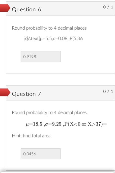 Solved Round probability to 4 decimal places. P(Z>−1.45)= | Chegg.com