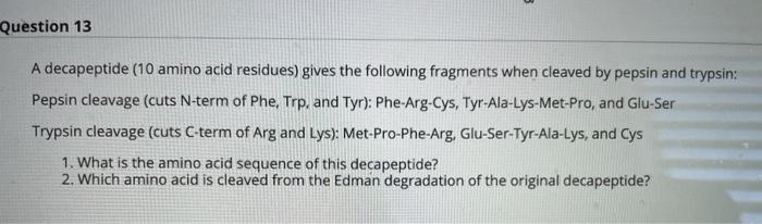 Solved Question 12 Consider the following amino acid | Chegg.com