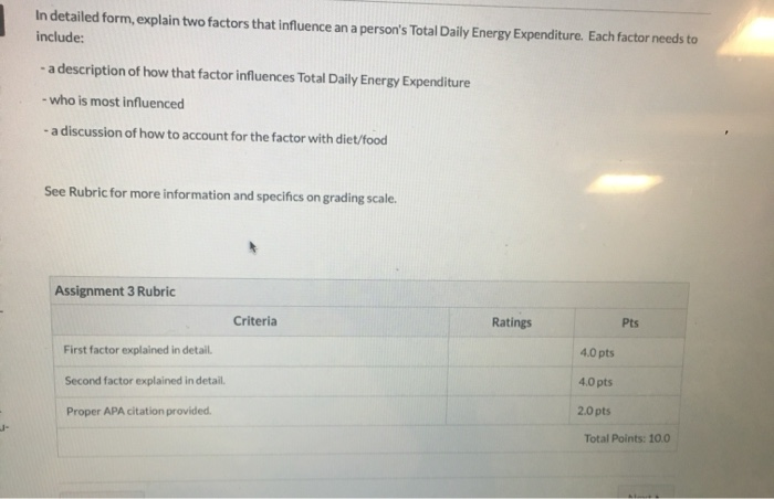 Solved The two factores that influencee an a person's Total | Chegg.com