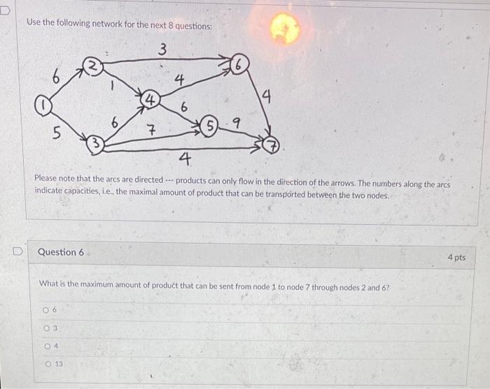 Solved Use the following network for the next 8 questions: | Chegg.com