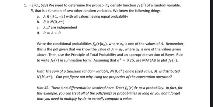 Solved (EFCL, S23) We Need To Determine The Probability | Chegg.com