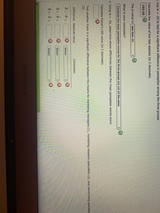 Solved . Use a = .05 to test for a significant difference in | Chegg.com