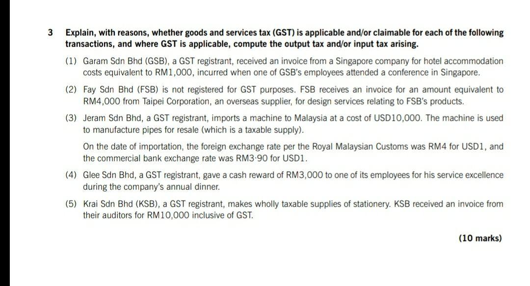 Solved 3 Explain, with reasons, whether goods and services  Chegg.com