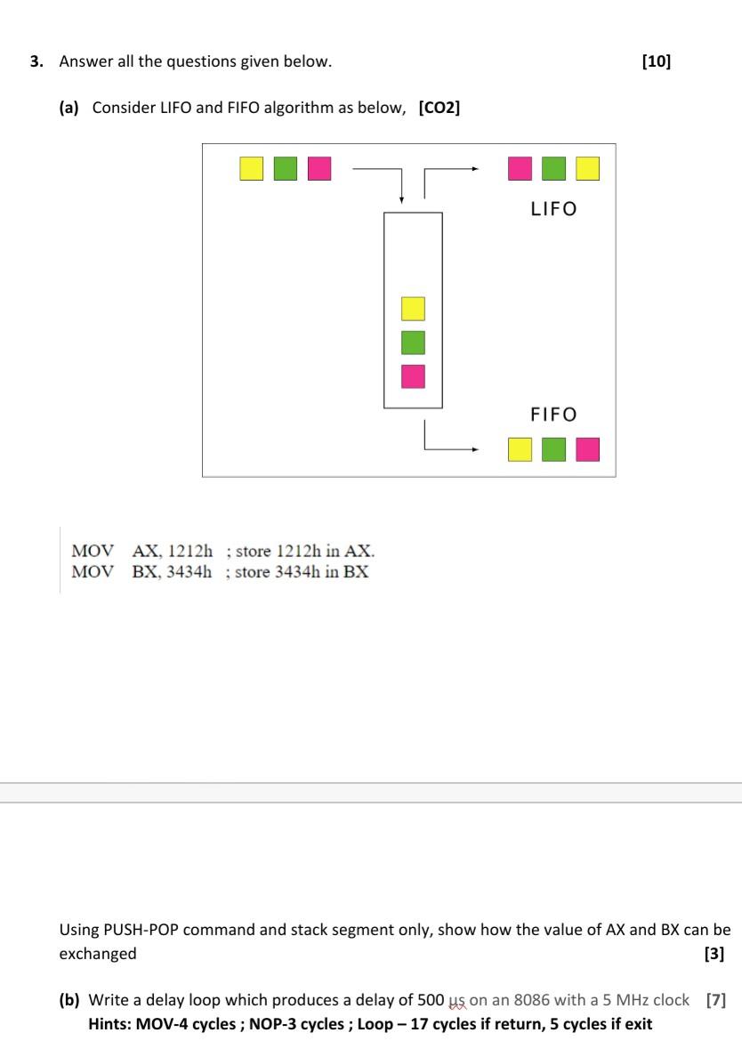 Solved 3 Answer All The Questions Given Below 10 A Chegg Com