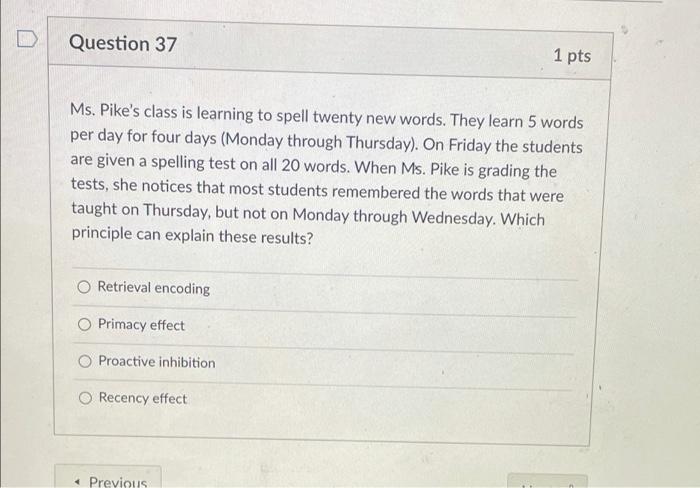 Solved Question 37 1 pts Ms. Pike's class is learning to | Chegg.com