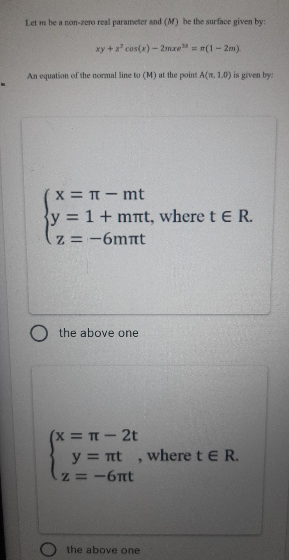Solved Let m be a non-zero real parameter and (M) be the | Chegg.com