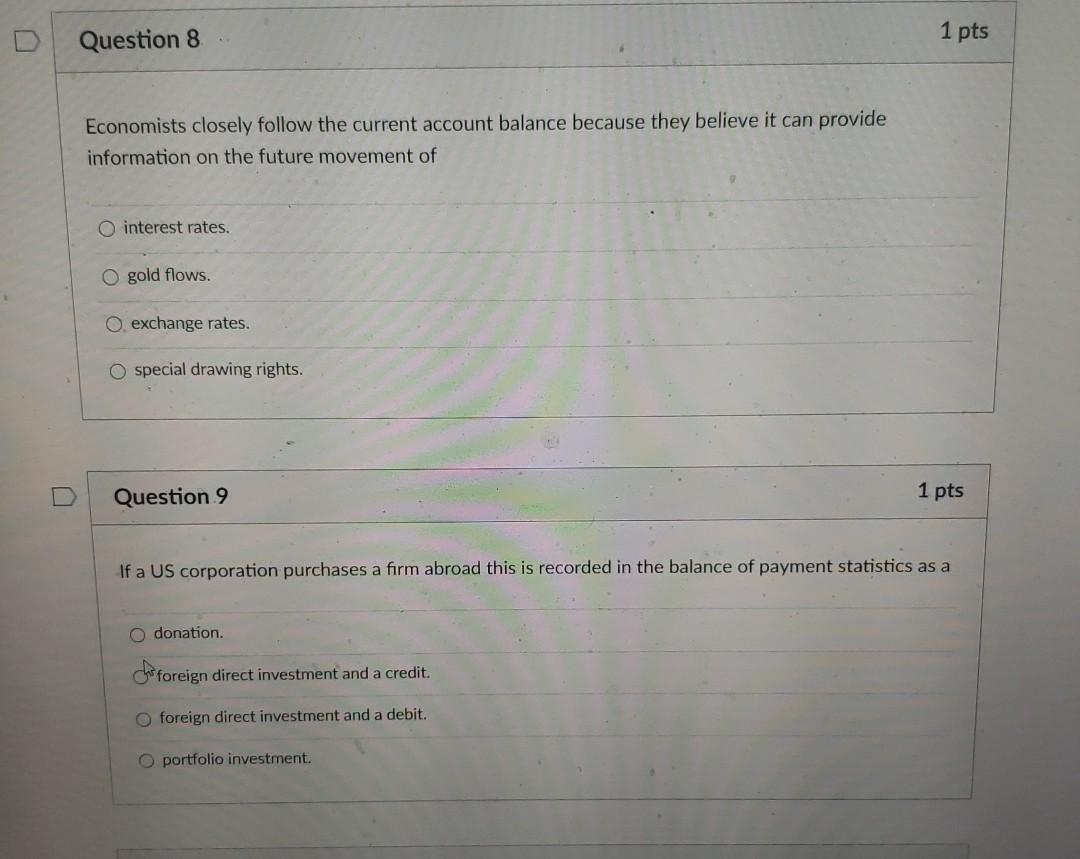 Solved Question 8 1 pts Economists closely follow the | Chegg.com