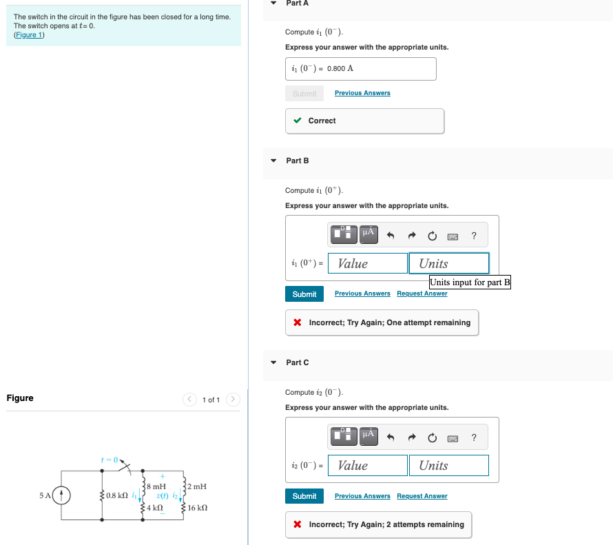 Solved The switch in the circuit in the figure has been | Chegg.com