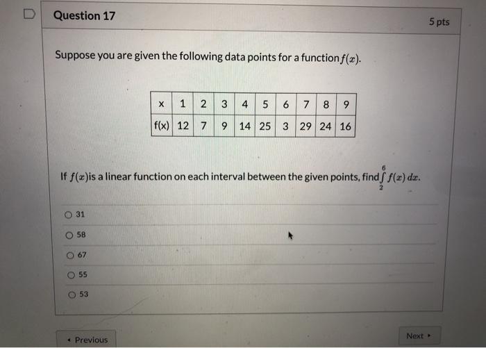 Solved Question 17 5 pts Suppose you are given the following | Chegg.com