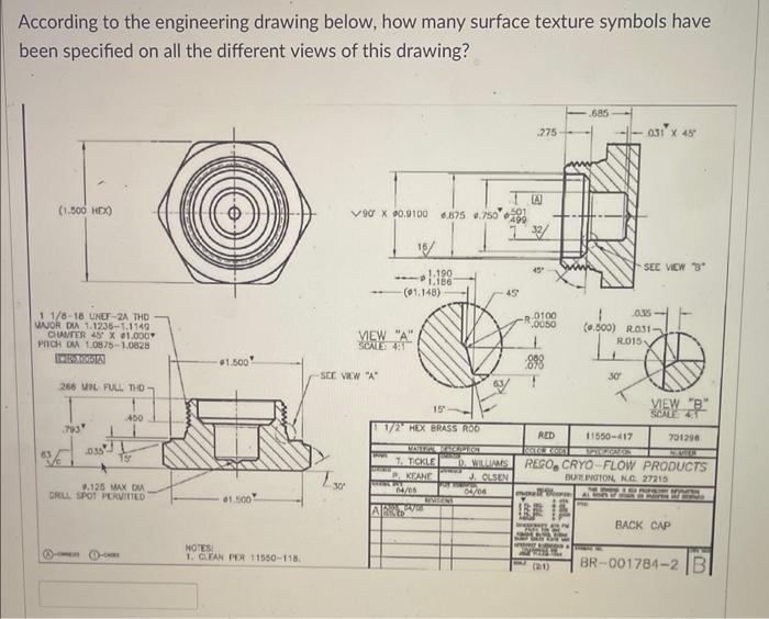 Solved According to the engineering drawing below, what type | Chegg.com