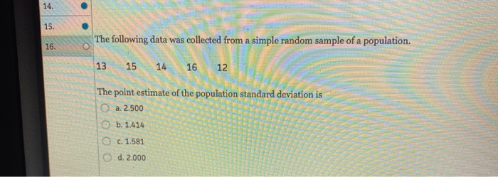 Solved The following data was collected from a simple random | Chegg.com