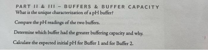 Solved PART II \& II - BUFFERS \& BUFFER CAPACITY What is | Chegg.com