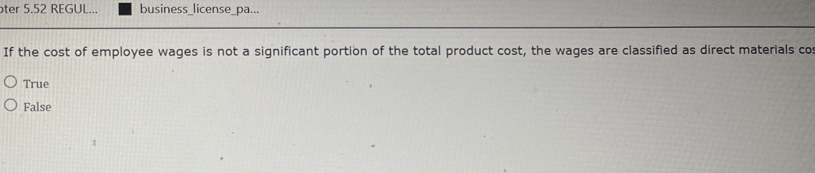 Solved ter 5.52 ﻿REGUL... business_license_pa...If the cost