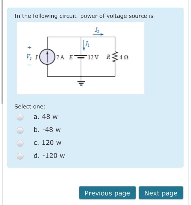 Solved In The Following Circuit Power Of Voltage Source I Chegg Com