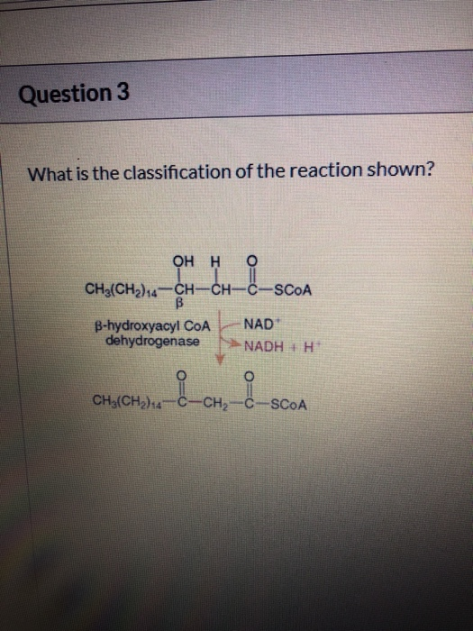 Solved Question 3 What is the classification of the reaction | Chegg.com