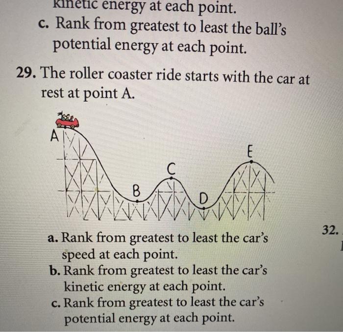 Solved kinetic energy at each point. c. Rank from greatest Chegg