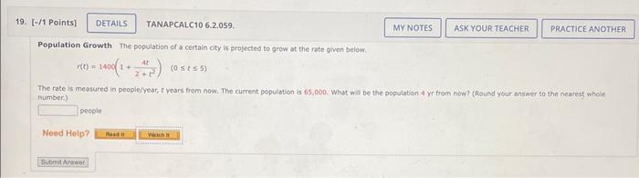 Solved Population Growth: The population of a certain city | Chegg.com