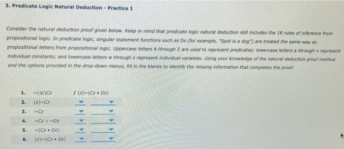 Solved 3. Predicate Logic Natural Deduction - Practice 1 | Chegg.com