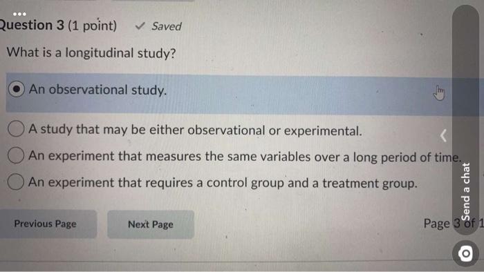 Solved Question 3 (1 point) Saved What is a longitudinal | Chegg.com