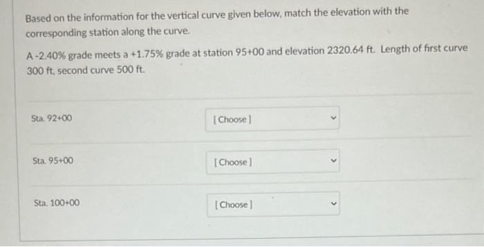 Solved Based on the information for the vertical curve given | Chegg.com