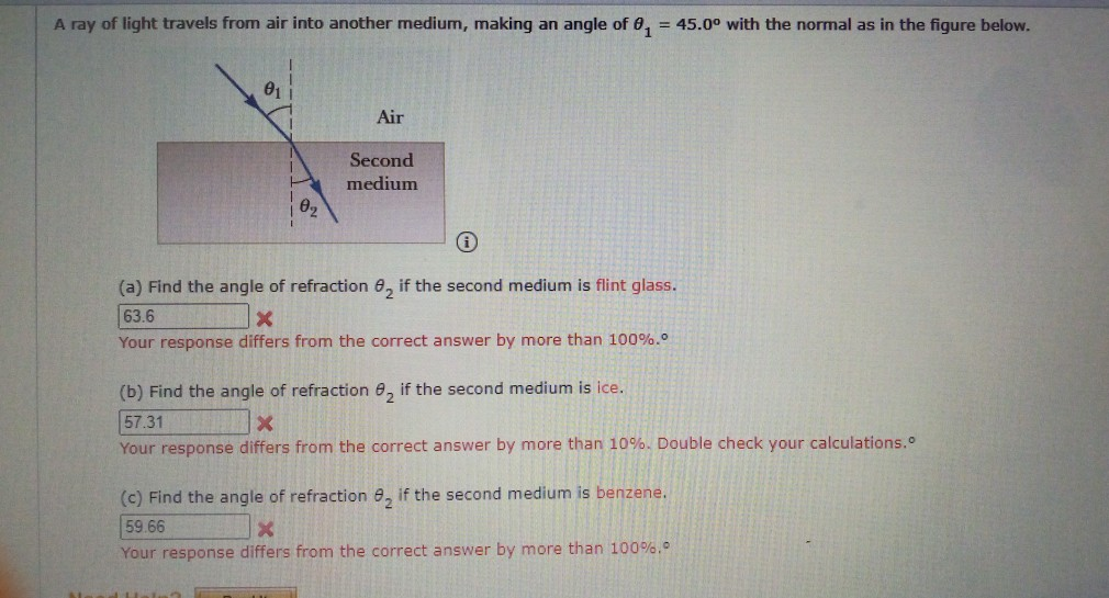 Solved A ray of light travels from air into another medium, | Chegg.com