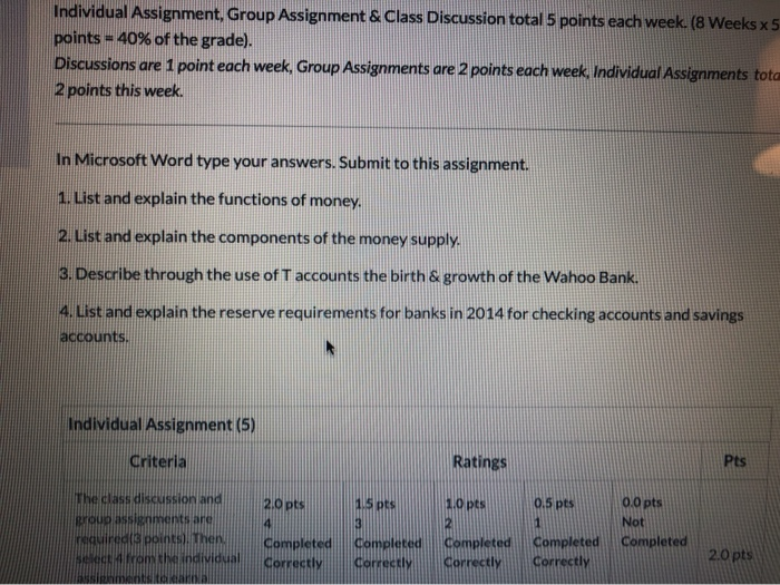 Solved Individual Assignment, Group Assignment & Class | Chegg.com