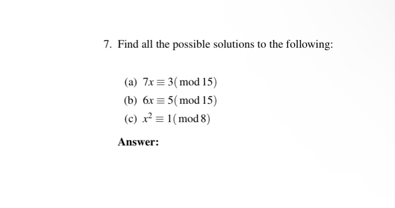 Find all the possible solutions to the | Chegg.com