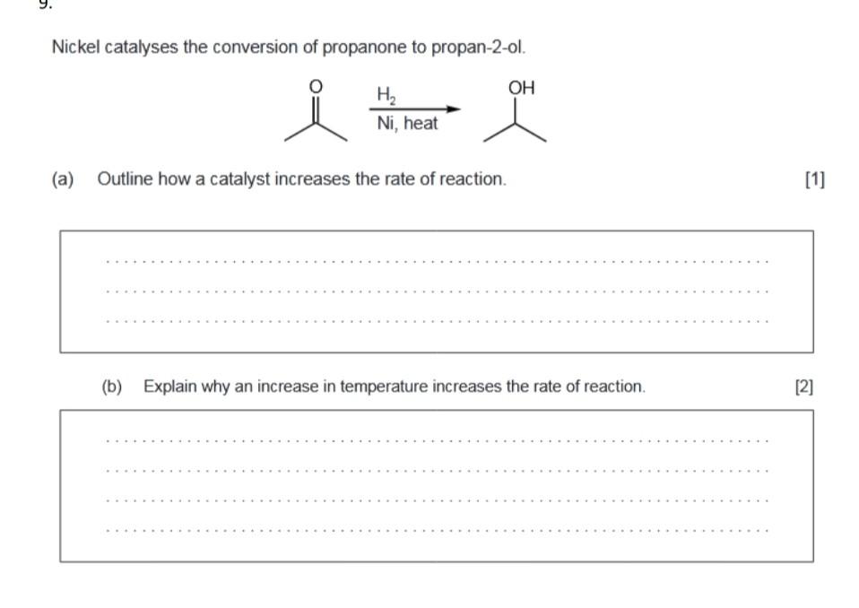 nickel catalyzes the conversion of propanone to propan 2 ol