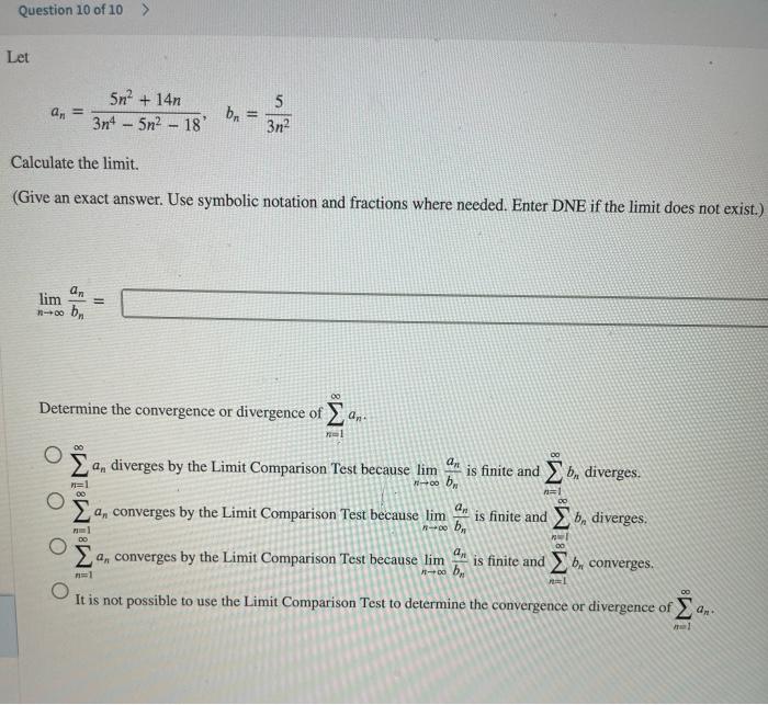 Solved Use the Limit Comparison Test for | Chegg.com