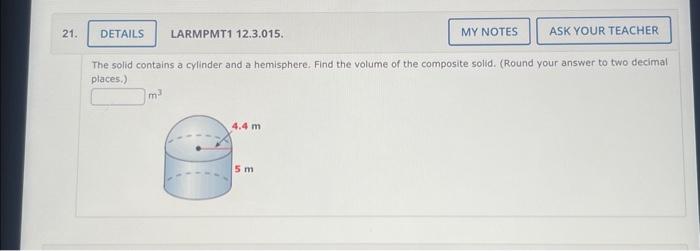 volume of a solid with cylinder and hemisphere