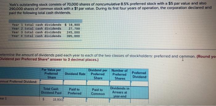 Solved York's outstanding stock consists of 70,000 shares of | Chegg.com