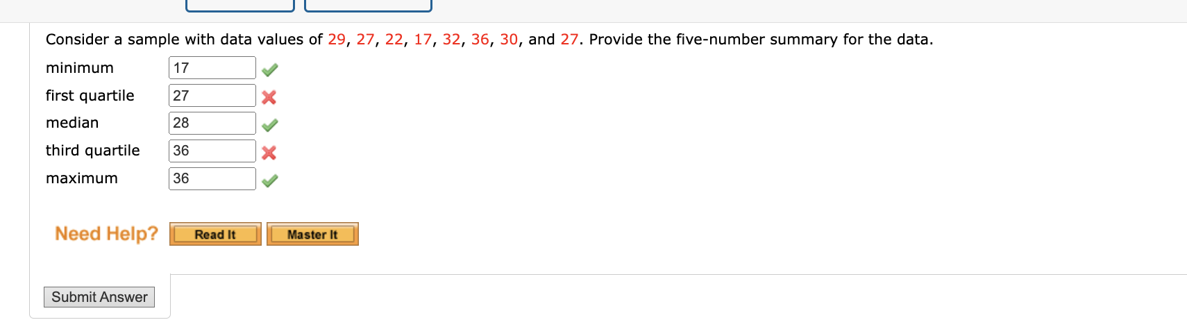 Solved Consider a sample with data values of | Chegg.com