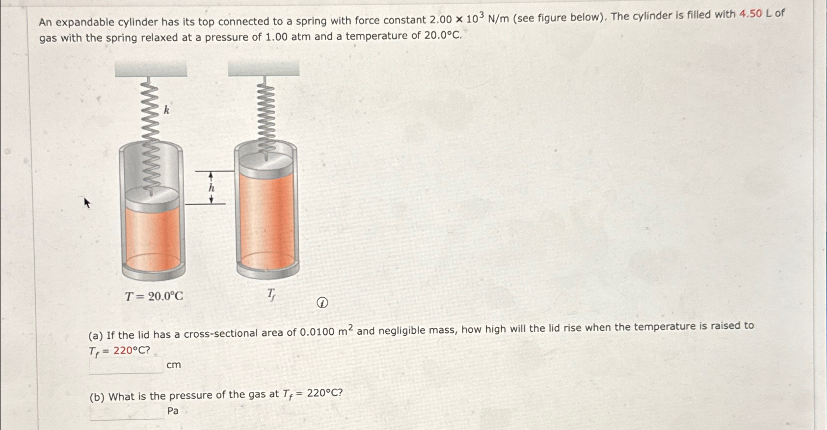 Solved An expandable cylinder has its top connected to a | Chegg.com