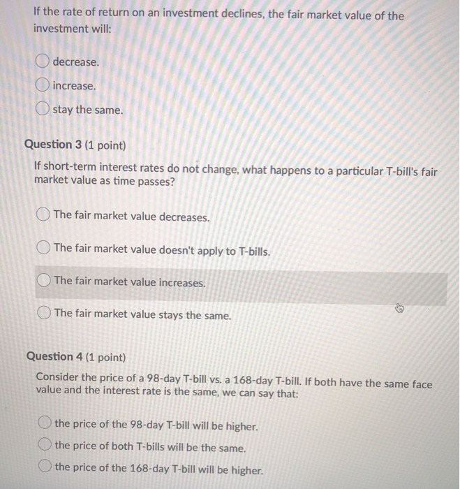 Solved If the rate of return on an investment declines, the | Chegg.com
