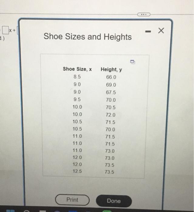 Shoe Sizes and Heights