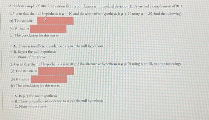 Solved A Random Sample Of 100 Observations From A Population | Chegg.com