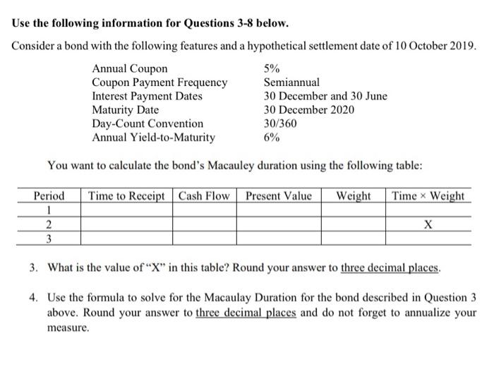 Solved Use The Following Information For Questions 3 8 Chegg Com