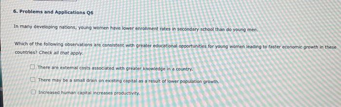 Solved 6 Problems And Applications Q6 In Many Developing