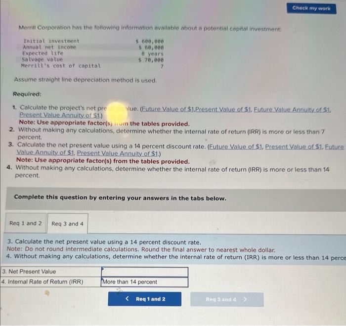 Solved Merrill Corporation has the following information | Chegg.com