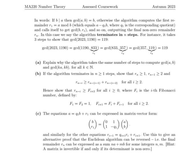 Solved 2. The pseudocode below implements the Euclidean | Chegg.com