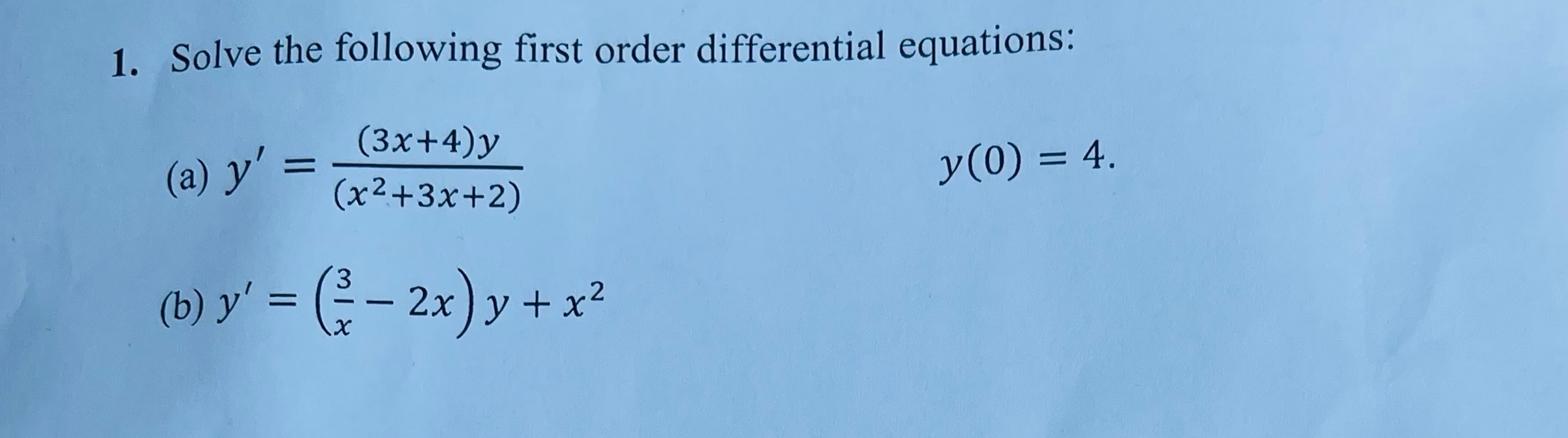 Solved Solve the following first order differential | Chegg.com