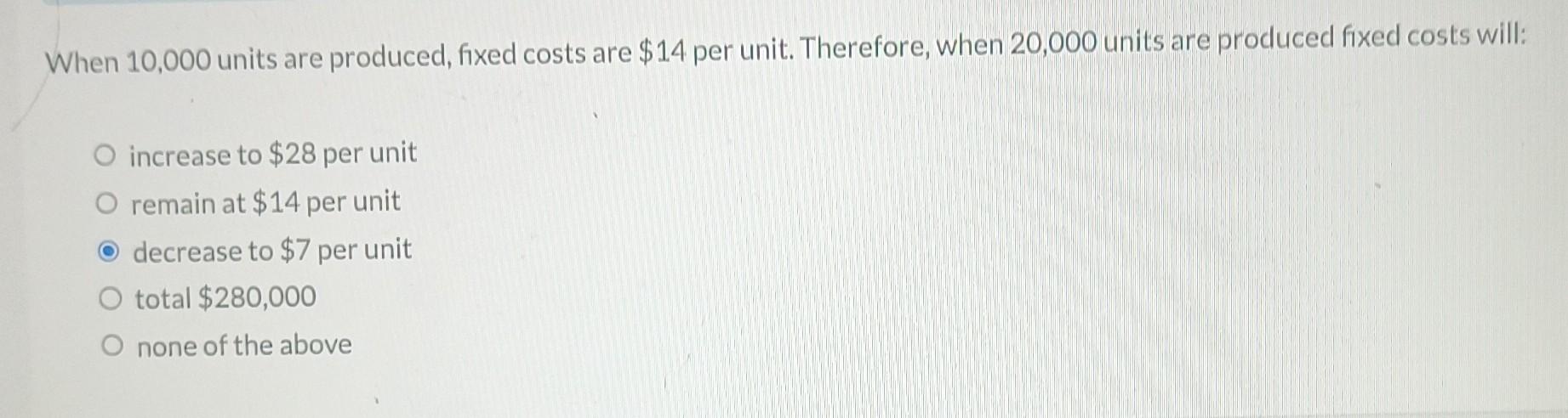 Solved When 10,000 units are produced, fixed costs are $14 | Chegg.com