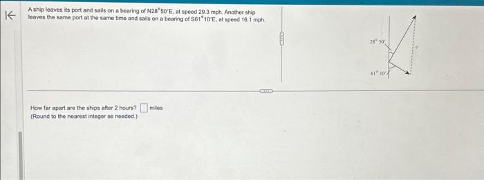 Solved A ship leaves its port and sails on a bearing of | Chegg.com