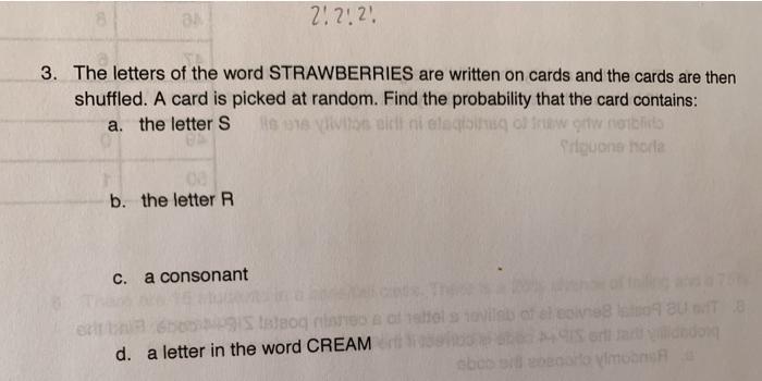 Solved 2:2!2! 3. The letters of the word STRAWBERRIES are | Chegg.com