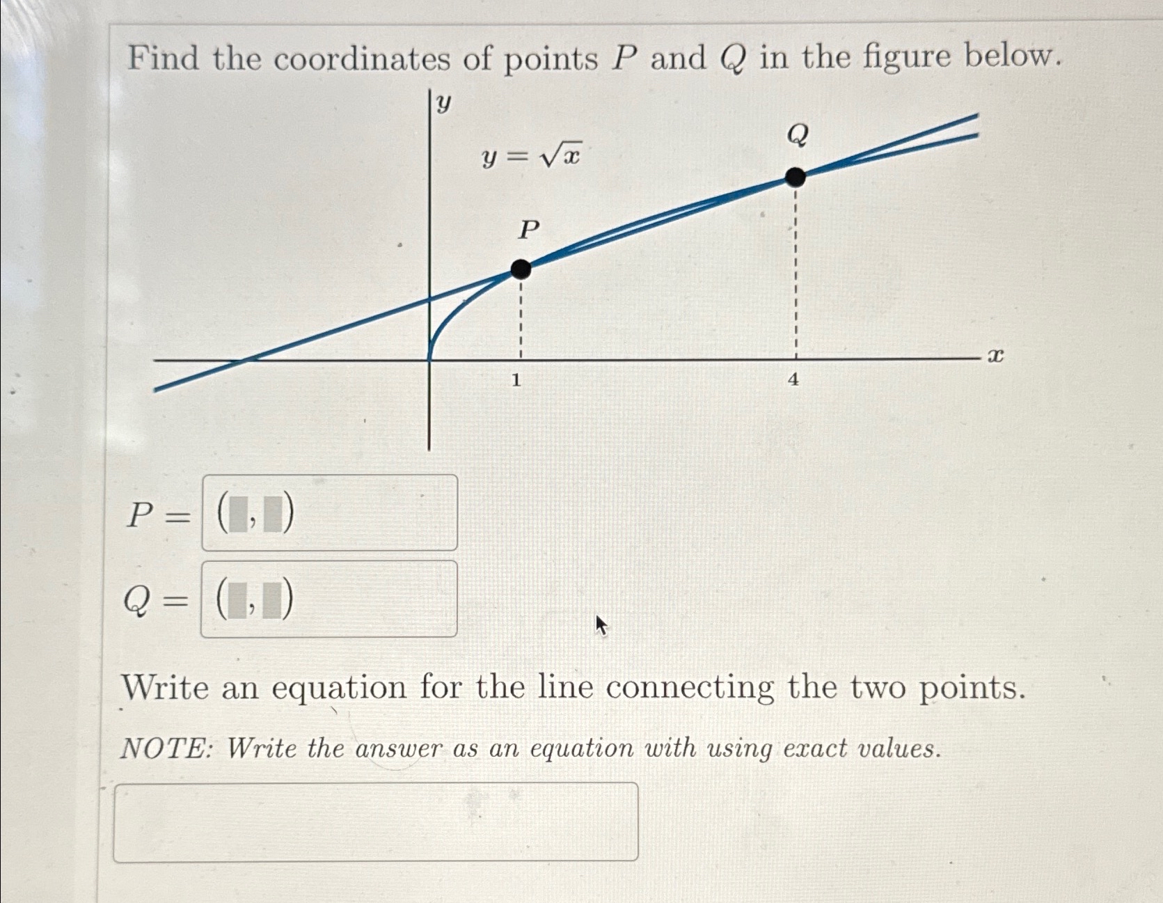 Solved Find the coordinates of points P ﻿and Q ﻿in the | Chegg.com