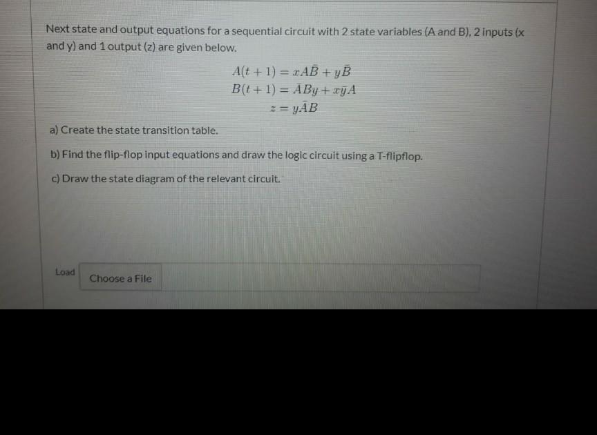 Solved Next state and output equations for a sequential | Chegg.com