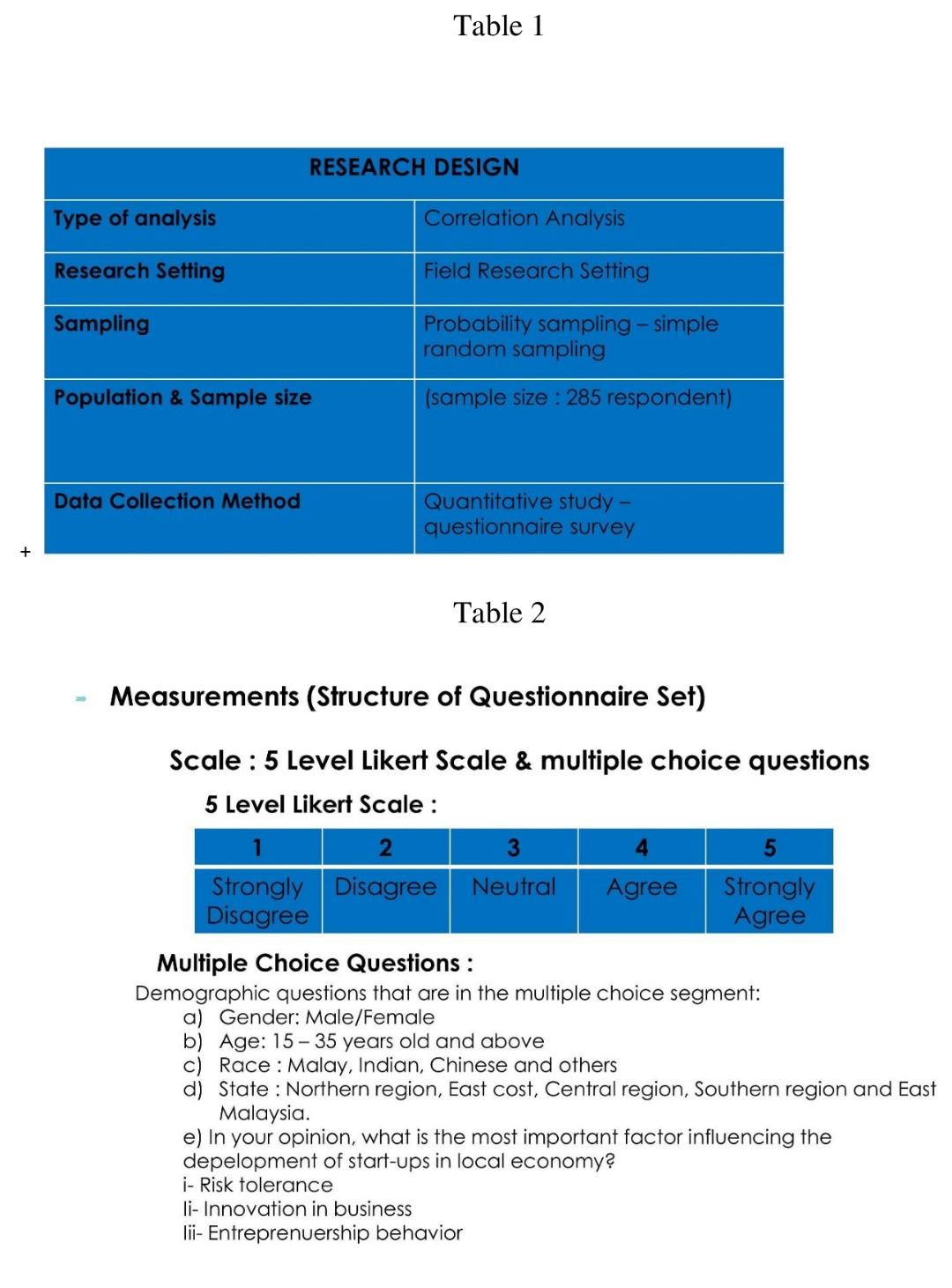 Multi Level Questionnaire Design 1. Explain the questionnaire design. 2. Explain the | Chegg.com