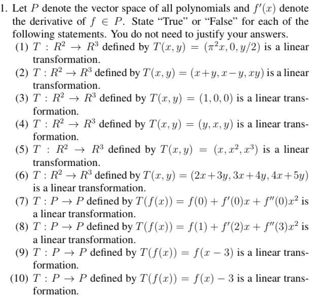 Solved 1 Let P Denote The Vector Space Of All Polynomials