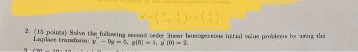 Solved 2 15 Points Solve The Following Second Order