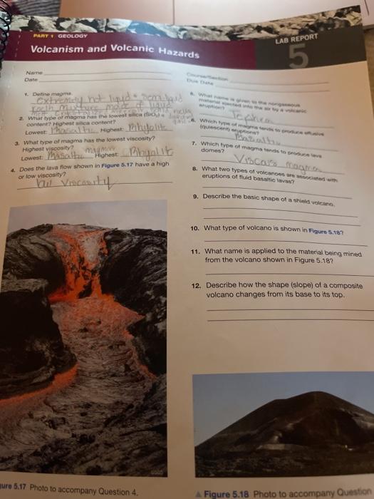 When PART GEOLOGY LAB REPORT Volcanism and Volcanic